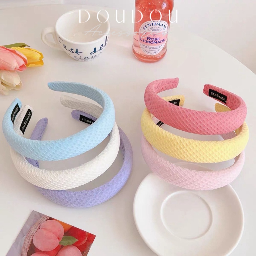 Băng đô cài tóc DOUDOU Bờm tóc nữ chất liệu xốp nhẹ form phồng cao màu kẹo ngọt phong cách Hàn Quốc vintage FG029
