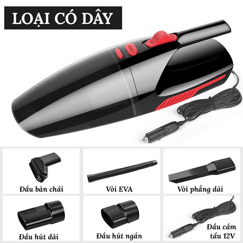 Máy hút bụi ô tô cầm tay dùng điện 12 - 24V công suất 120W - Hút siêu khỏe