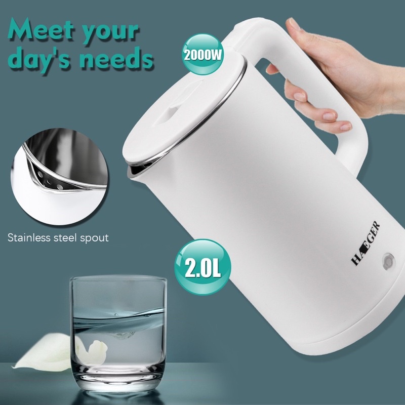 Ấm Siêu Tốc 2Lớp HAEGER HG-7863 2L Công Xuất 2000w