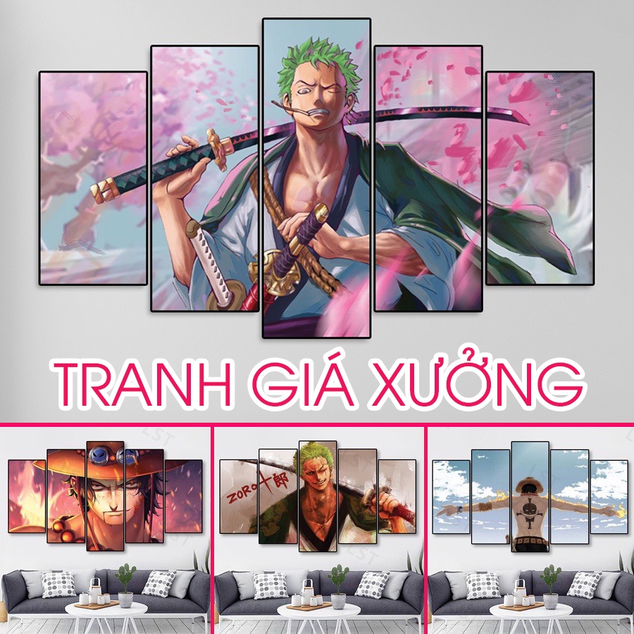 Tranh One Piece Treo Tường, Luffy, Zoro, Đảo Hải Tặc, Tranh anime Set 5 Tranh Độc Đáo | LST