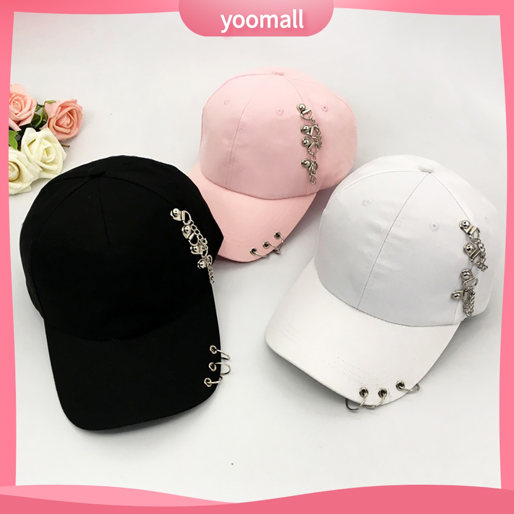 Mũ lưỡi trai đính khuyên kim loại chống tia UV ngoài trời thời trang hip hop dành cho bạn nữ