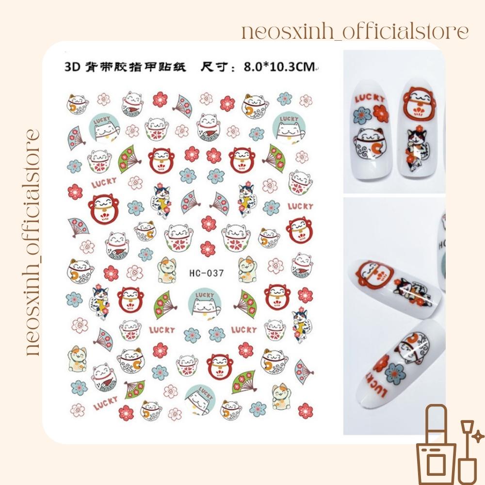 Sticker Dán Móng Tay Mèo Thần Tài WG - HC Cute Hot Trend - Hình Dán Móng - Neosxinh Nails