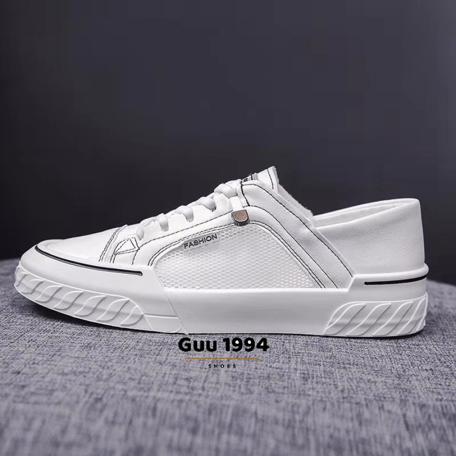 Giày lười nữ trắng thoáng khí phong cách | slip on nữ Guu1289