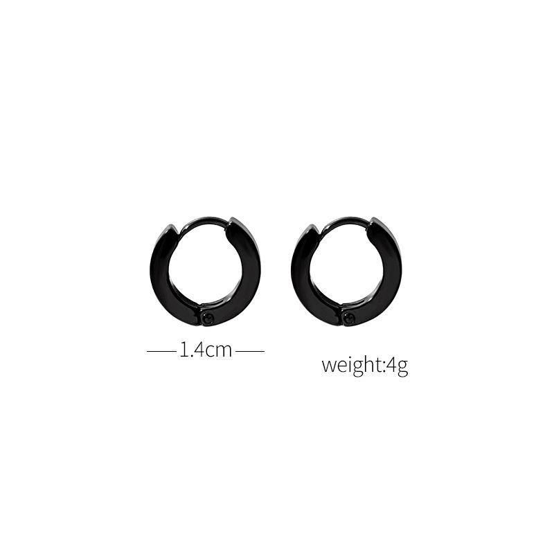 Khuyên tròn bông tai tai nam nữ E2593 ánh kim bằng thép không gỉ cá tính phong cách Hip hop Âu Mỹ