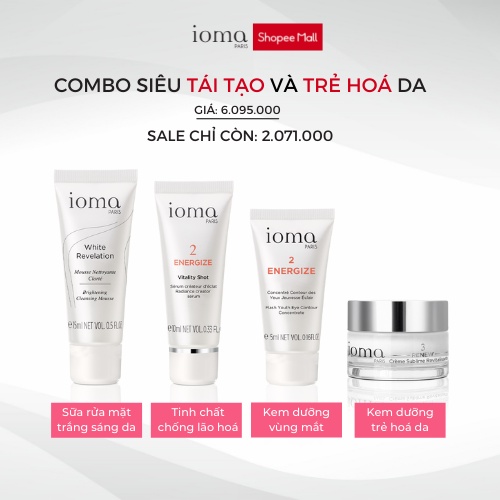 Combo 4 sản phẩm minisize siêu tái tạo và trẻ hóa làn da toàn diện IOMA Paris