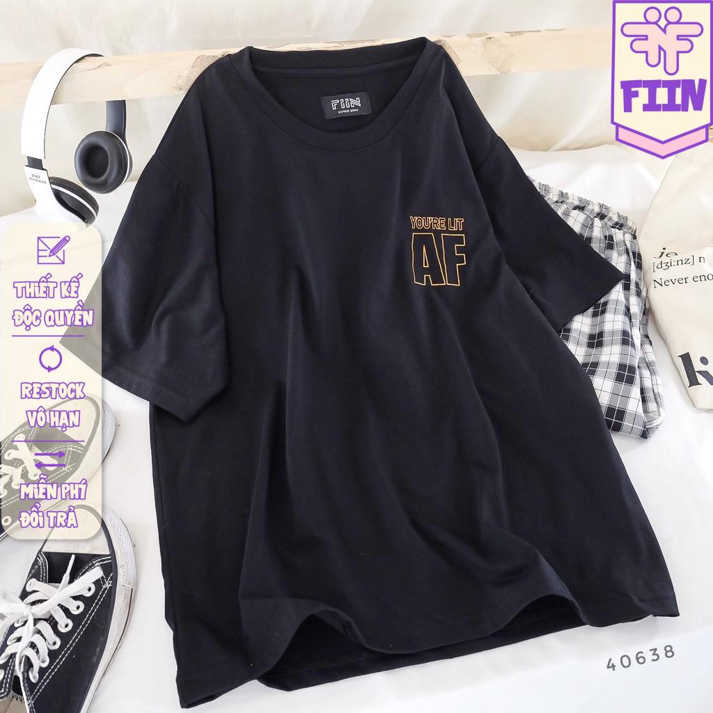Áo thun tay lỡ in chữ AF đen form rộng cá tính ulzzang - Made by Fiin