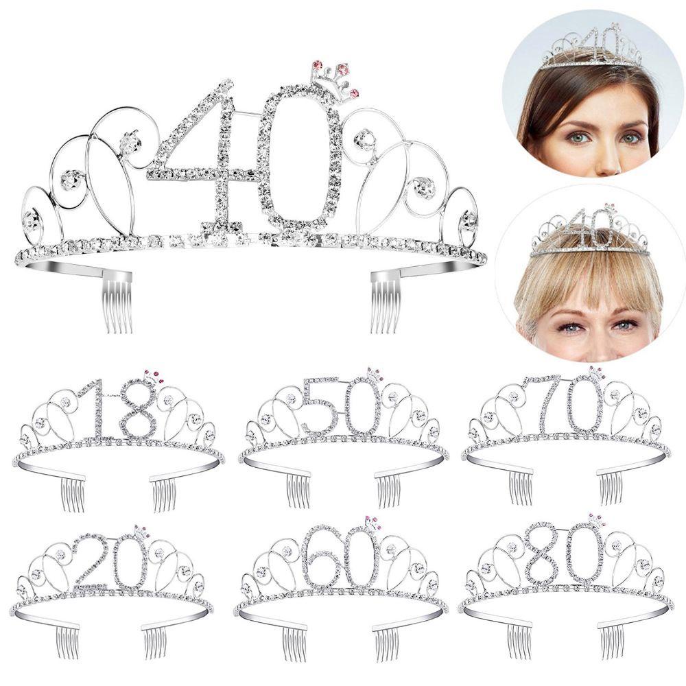 PINEVN Vương Miện Đội Đầu Màu Bạc Trang Trí Tiệc Kỷ Niệm