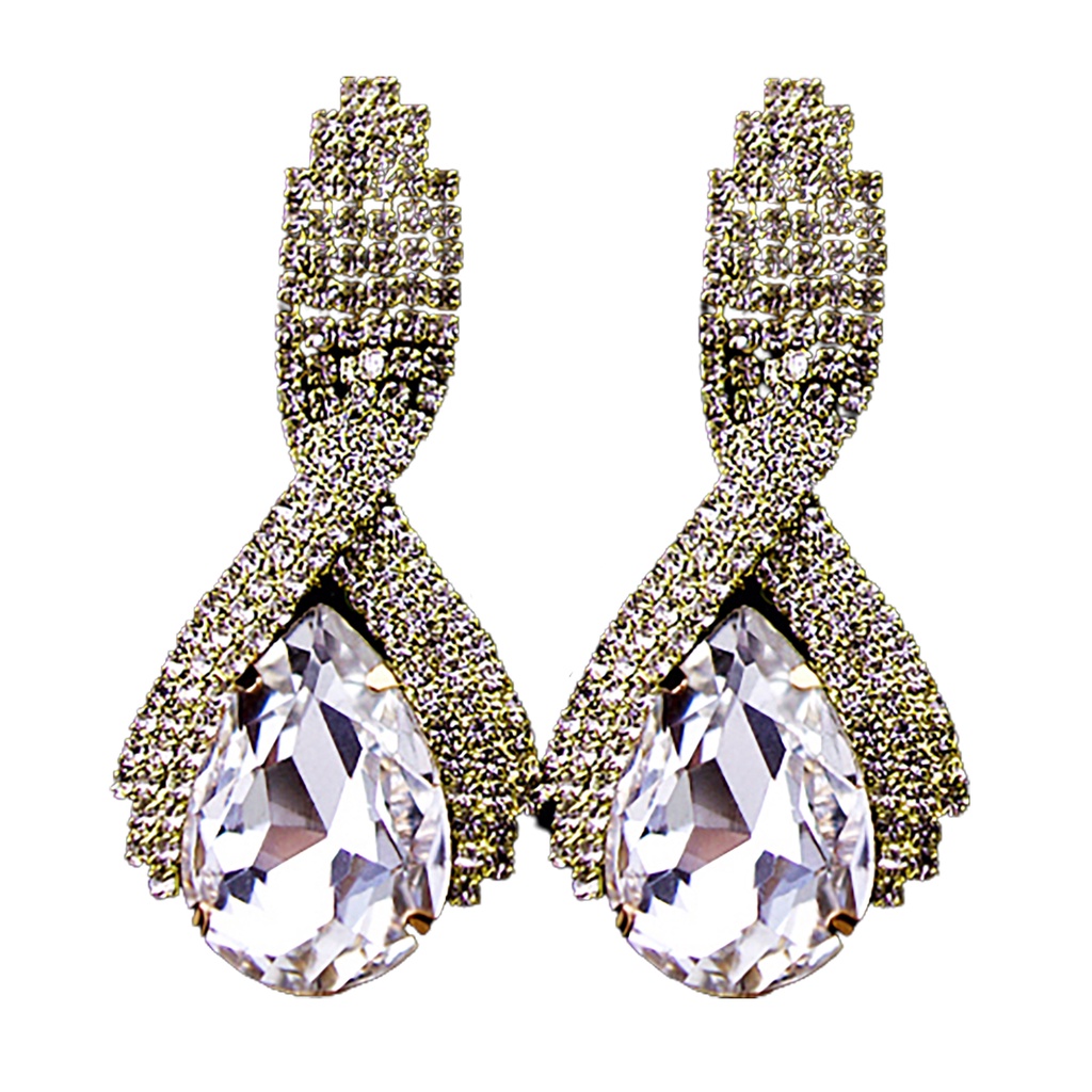 Cặp khuyên tai dạng xoắn đính đá quý nhân tạo sang trọng quý phái dành cho nữ