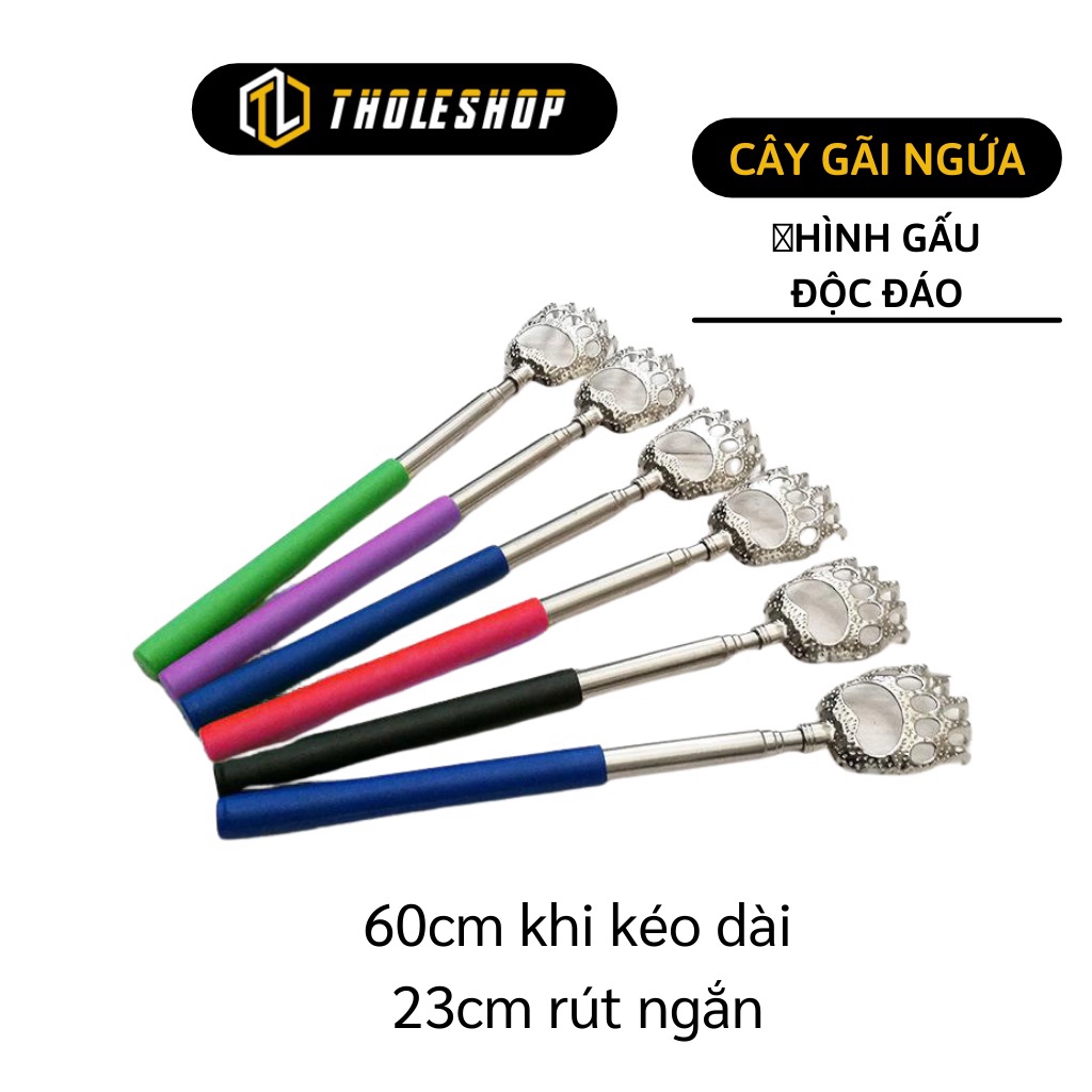 GIÁ SỈ Cây gãi lưng hình gấu chắc chắn, tay cầm bọc silicon chống trơn trượt có thể kéo dài thu ngắn 5502