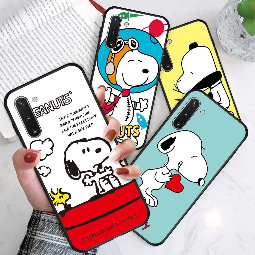 Samsung Galaxy 20 Ultra Note 10 Note 8 Pro Note 9 Lite Plus For Soft Case Silicone Casing TPU Cute Cartoon Snoopy Dog Phone Case Full Cover Simple Macaron Matte Shockproof Back Cases