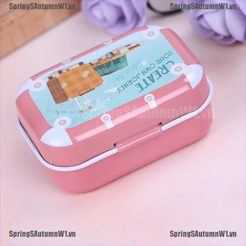[Spring] Mini tin trinket jewelry coin box tinplate storage case small rectangular random [VN]