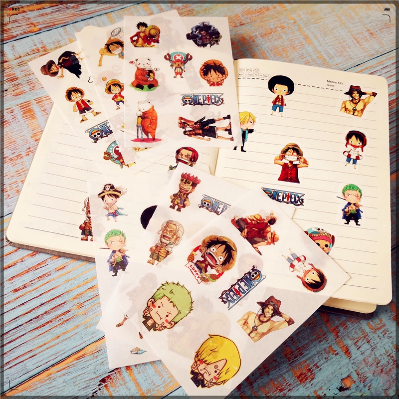 Set 6 tờ hình dán One Piece trang trí tường / sổ tay DIY