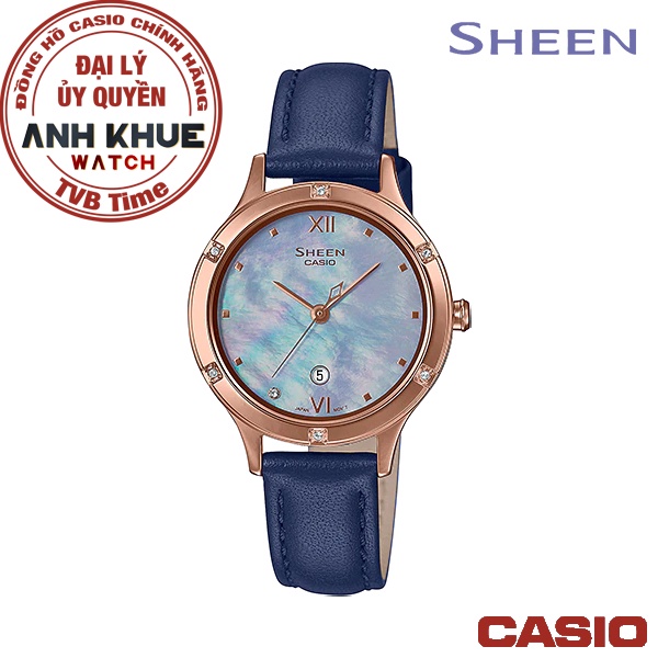 Đồng hồ nữ dây da Casio Sheen chính hãng Anh Khuê SHE-4546PGL-2AUDF