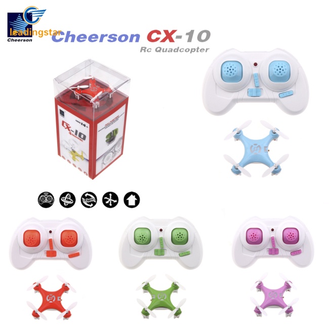 Máy Bay Điều Khiển Từ Xa Cheerson CX-10 CX10 Mini 2.4G 4CH 6 Trục Có Đèn LED