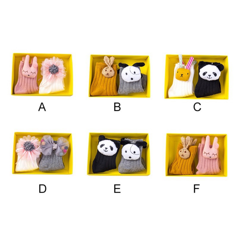 Set 2 đôi tất họa tiết động vật đáng yêu dành cho bé