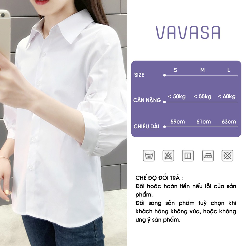 [Mã FAMARAL1 giảm 10K đơn 50K] Áo sơ mi nữ form rộng kiểu tay ngắn công sở đẹp VAVASA SM03