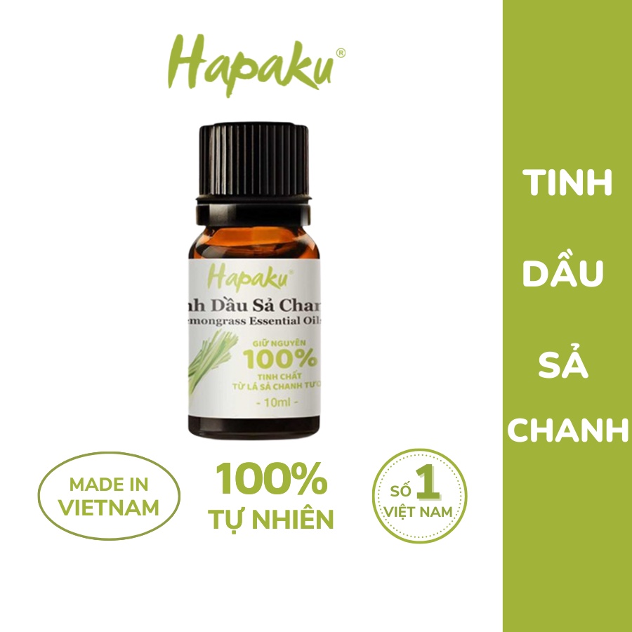 Tinh Dầu Sả Chanh Nguyên Chất Hapaku 10ml, Giúp Dưỡng Tóc, Chăm Sóc Da, Xông Phòng Thư Giãn