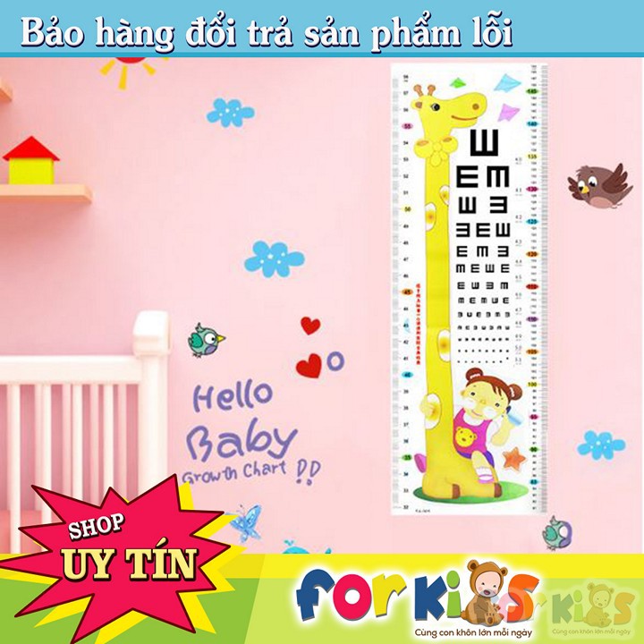 Decal dán tường đo chiều cao cho bé