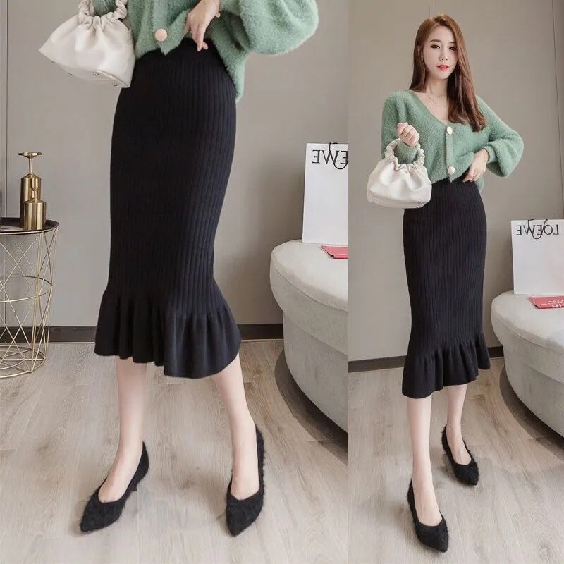 Chân váy len dài chân váy len dáng đuôi cá