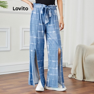 624 DELIST VN Quần Lovito thắt nơ phía trước xẻ tà ở đùi nhuộm màu loang phong cách thường ngày L15X144  Màu xanh dương  