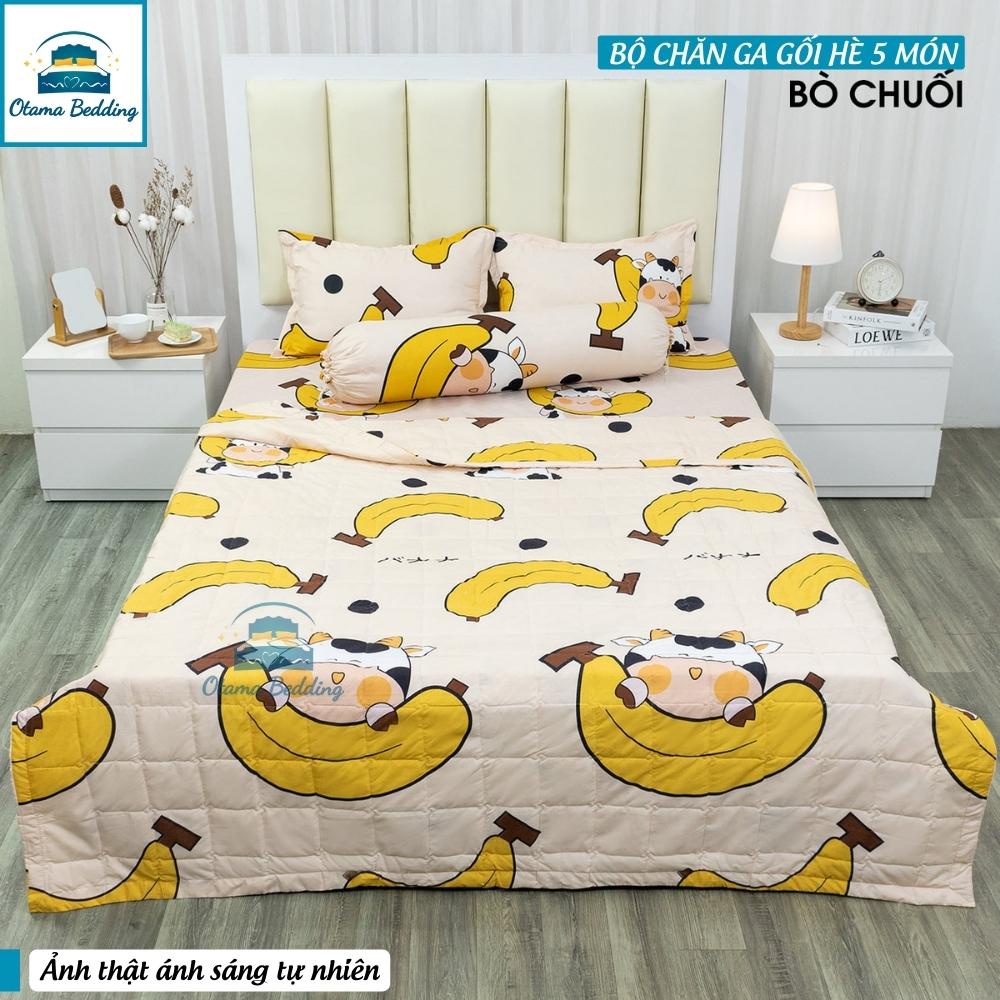 Bộ drap giường 5 món chăn ga gối bo chun poly hàn quốc cao cấp - Otama Bedding