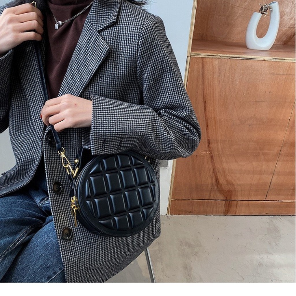 Túi Xách Nữ Dáng Tròn HA76 Kiểu Dáng Đẹp Mắt Chất Da Mềm Mịn Tay Size 18