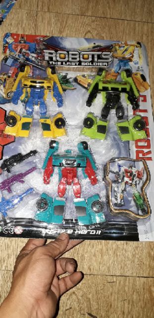 Sét 3 mô hình Robots lắp ráp biến thành xe bằng nhựa rất đẹp