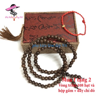 Vòng Tay Trầm Hương, Chuỗi Vòng 108 Hạt Trầm Tự Nhiên Tặng Kèm Hộp Đựng Và Dây Chỉ Đỏ May Mắn