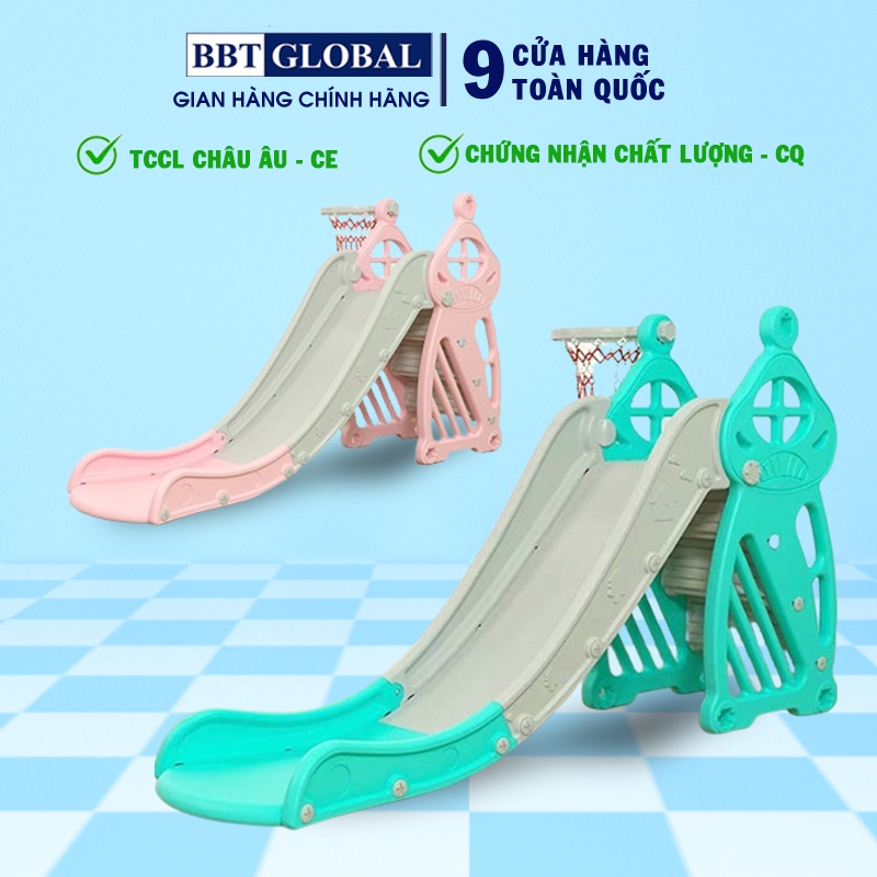 Cầu trượt trẻ em bsl 308 dài 1.7m BBT Global tặng kèm bóng rổ, từ 1 tuổi, bảo hành 12 tháng Babycuatoi