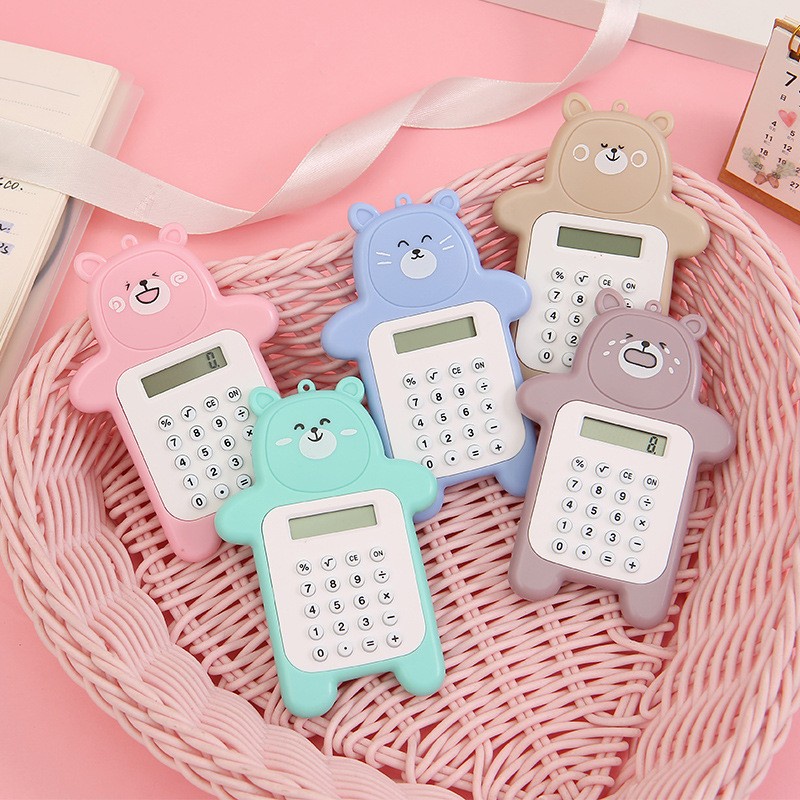 Máy Tính Mini 8 Chữ Số Hình Gấu Hoạt Hình Dễ Thương