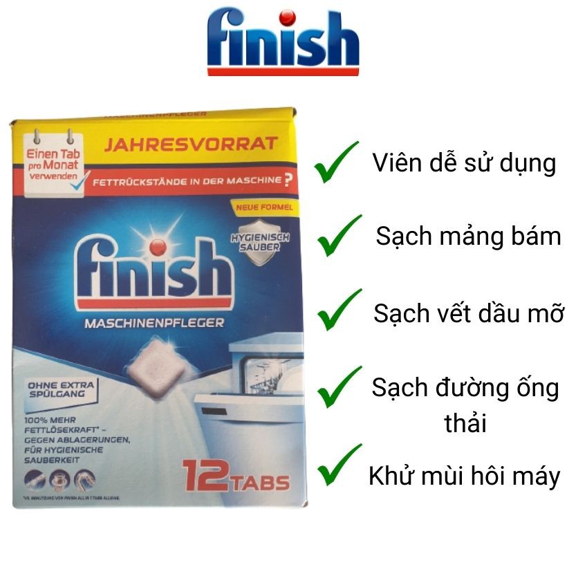 Viên vệ sinh máy rửa bát Finish, hộp 12 viên