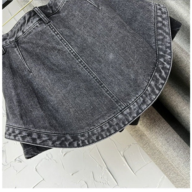 Chân váy bò ngắn nữ vạt bâu trẻ trung phong cách cá tính