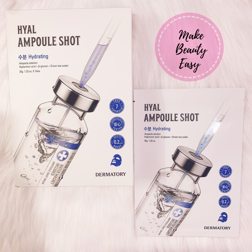 Dermatory Combo 10 Mặt Nạ Giấy Ampoule Shot Mask Vita-Shot, Collagen-Shot, Hyal-Shot 35g