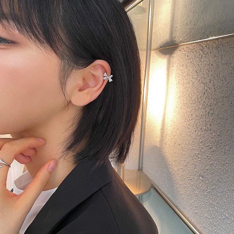 Bông tai bạc 925 thời trang Hàn Quốc hình nơ dễ thương