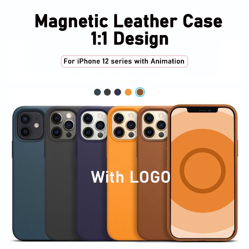 Bao Da Điện Thoại Nắp Lật Hít Nam Châm Có Logo Hoạt Hình Cho iPhone 12 Pro Max 12 mini