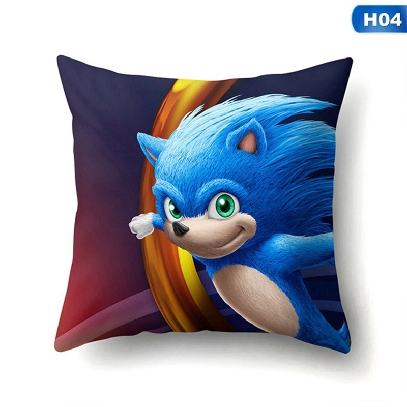 Vỏ gối mềm mại thoải mái 45x45cm in hình chú nhím Sonic đáng yêu