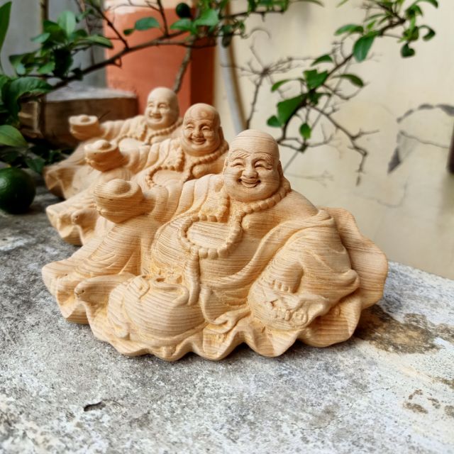 Tượng di lặc lá sen gỗ ngọc am