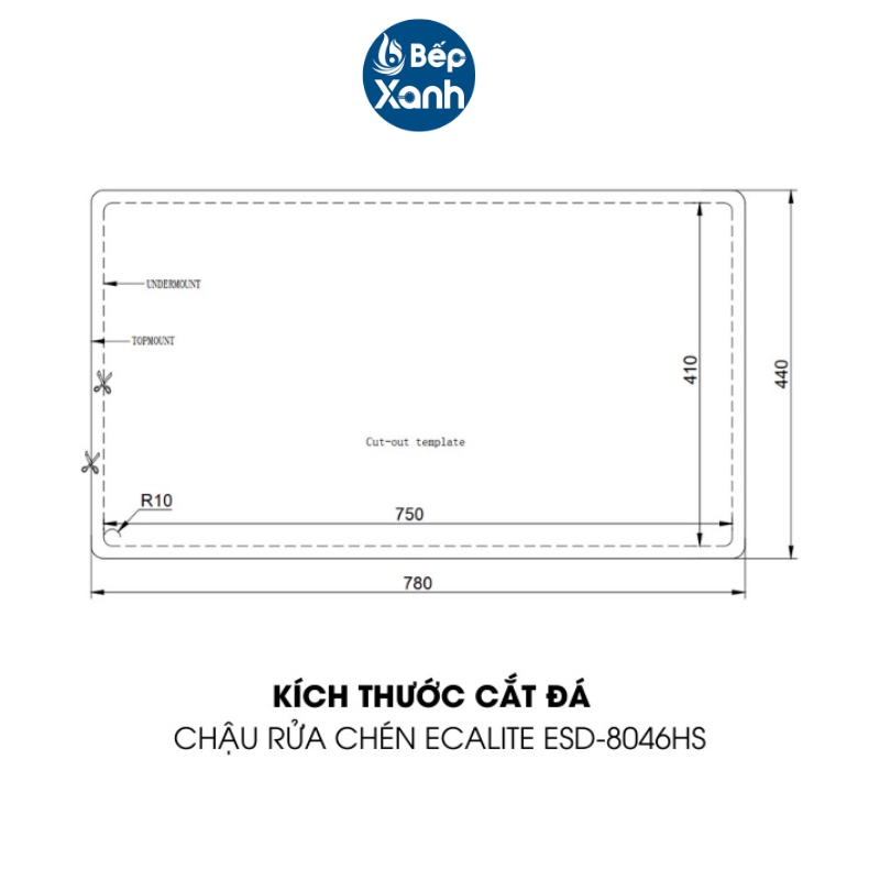 [FREESHIP HCM] Chậu Rửa Chén Vision Manual Sink Ecalite ESD-8046HS - Lắp Nổi/Lắp Âm