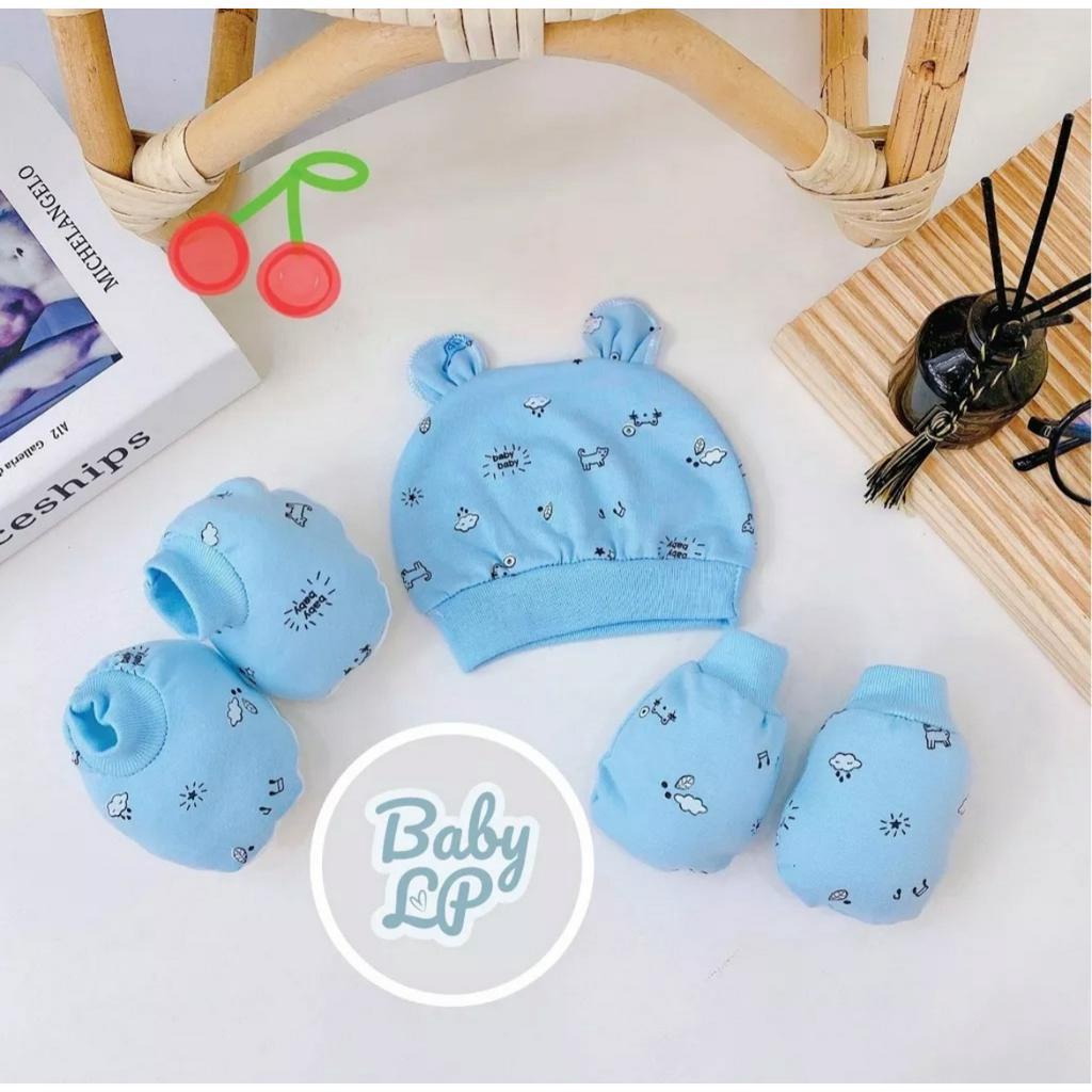 Set mũ bao tay chân cotton cho bé