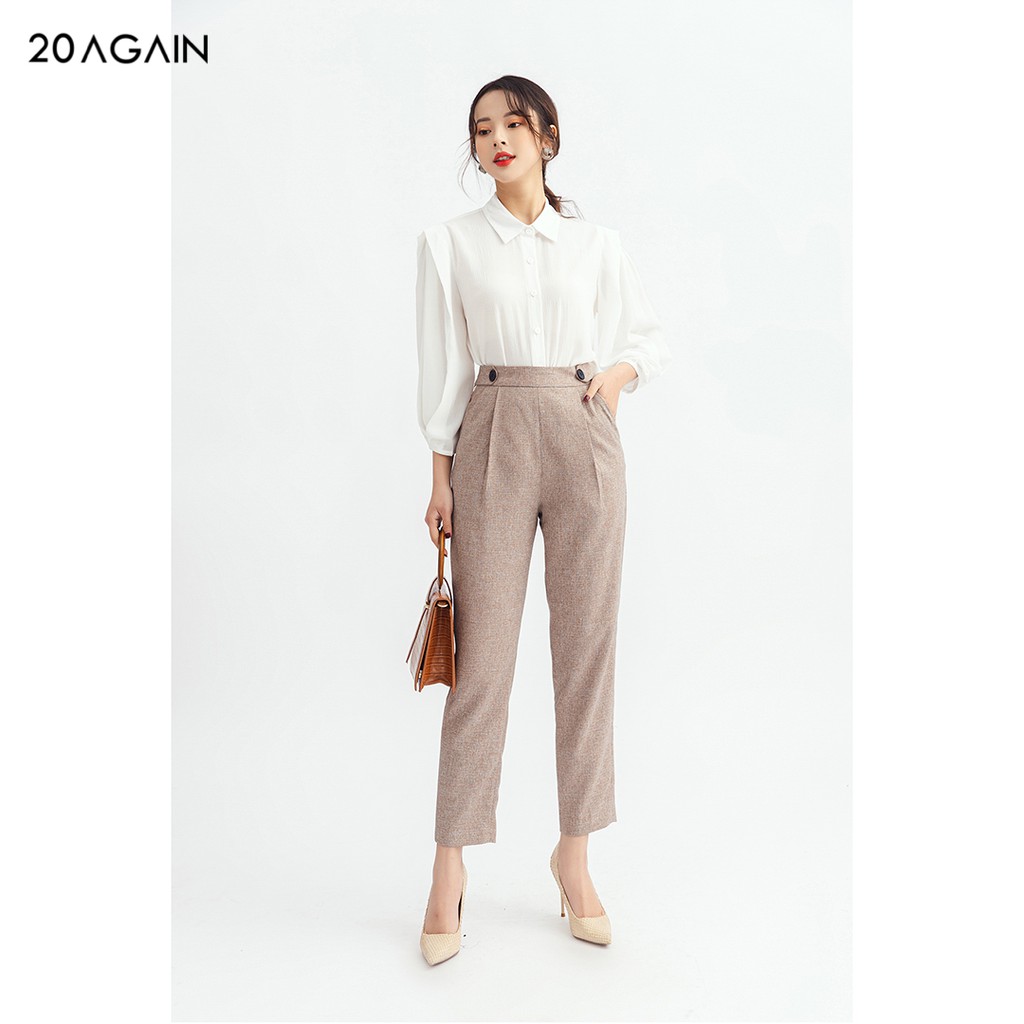 Quần suông nữ xếp 2 ly 20AGAIN đủ màu, đủ size, thanh lịch sang trọng QAA1121 | BigBuy360 - bigbuy360.vn