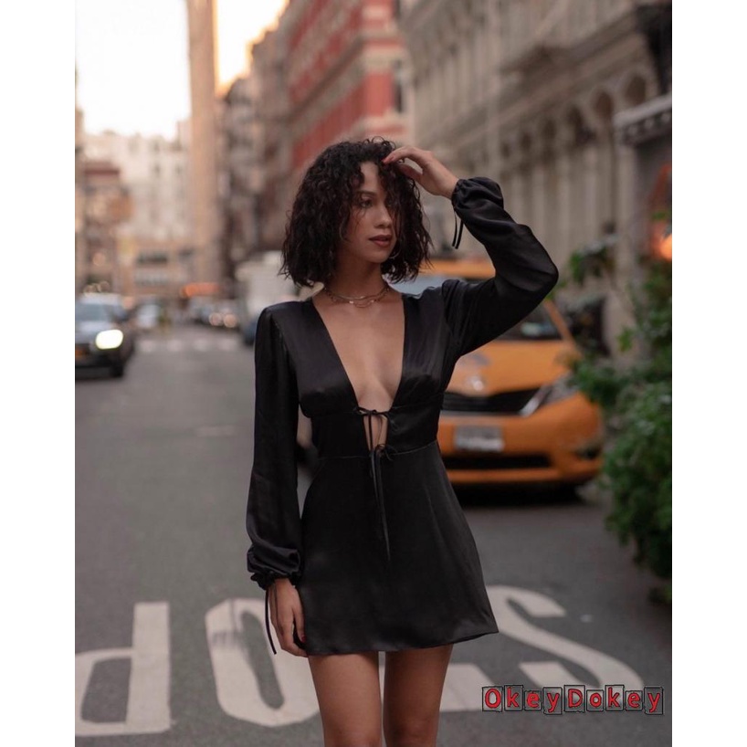 Đầm Chữ A Tay Dài Màu Trơn Hở Lưng Thời Trang Dành Cho Nữ