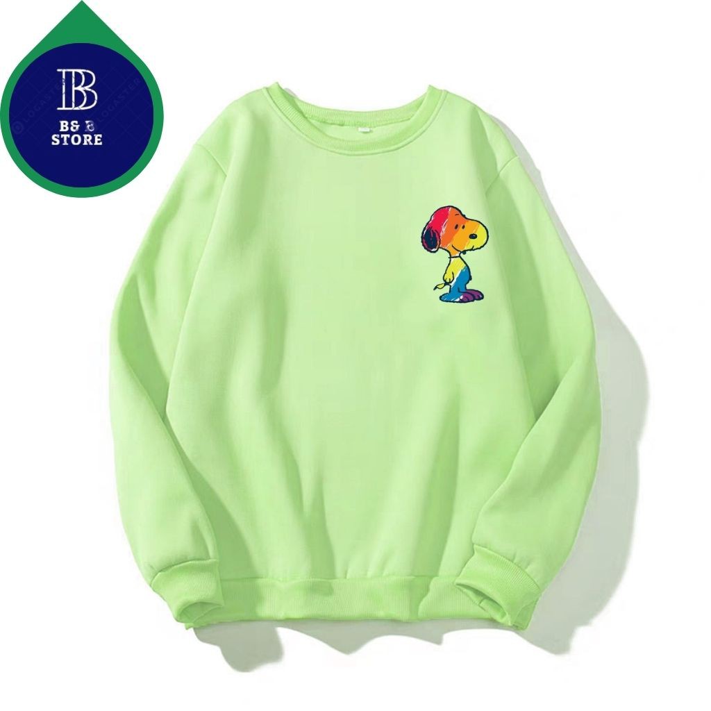 ÁO SWEATER NỈ UNISEX KHÔNG NÓN IN SNOOPE ÁO FORM RỘNG NAM NỮ NHIỀU MÀU CỰC ĐẸP