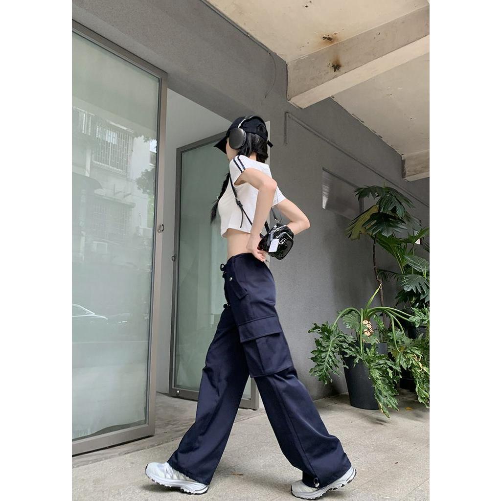 Set Áo Thun Tay Ngắn + Quần Dài Ống Đứng Phong Cách Retro Thời Trang 63312