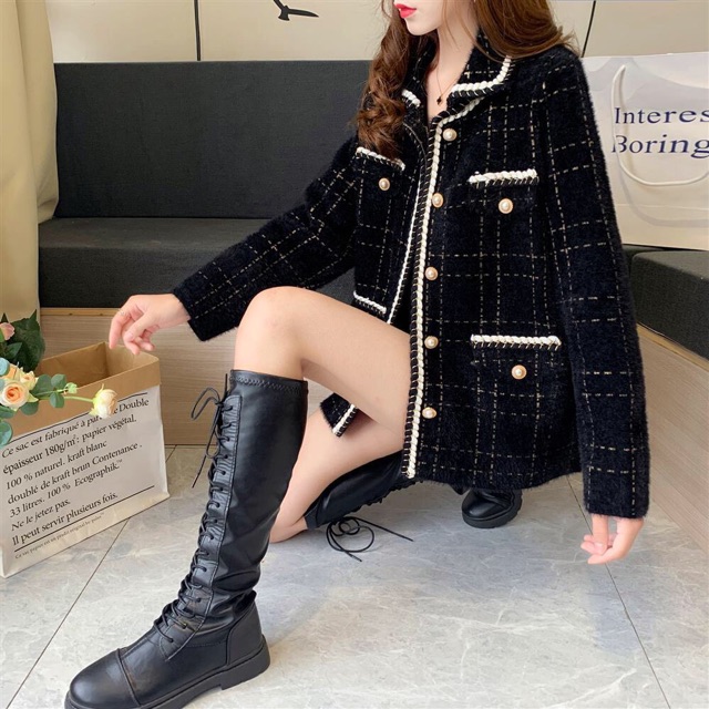 Áo Khoác Dạ Tweet Phong Cách Hàn Quốc Thời Trang Thu Đông Quảng Châu