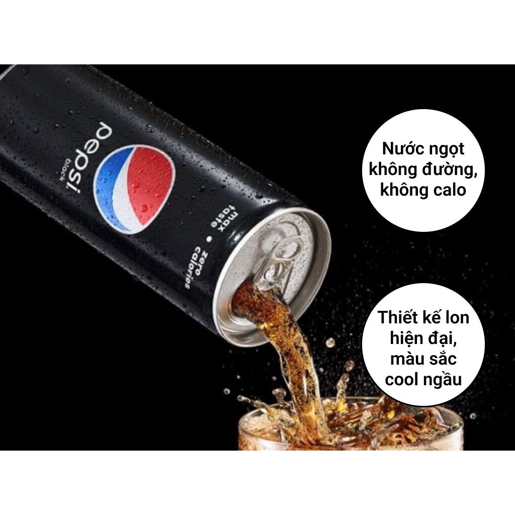 Thùng 24 lon Nước ngọt PEPSI không calo lon 320ml / Lốc 6 lon Nước ngọt có gas PEPSI không calo 320ml