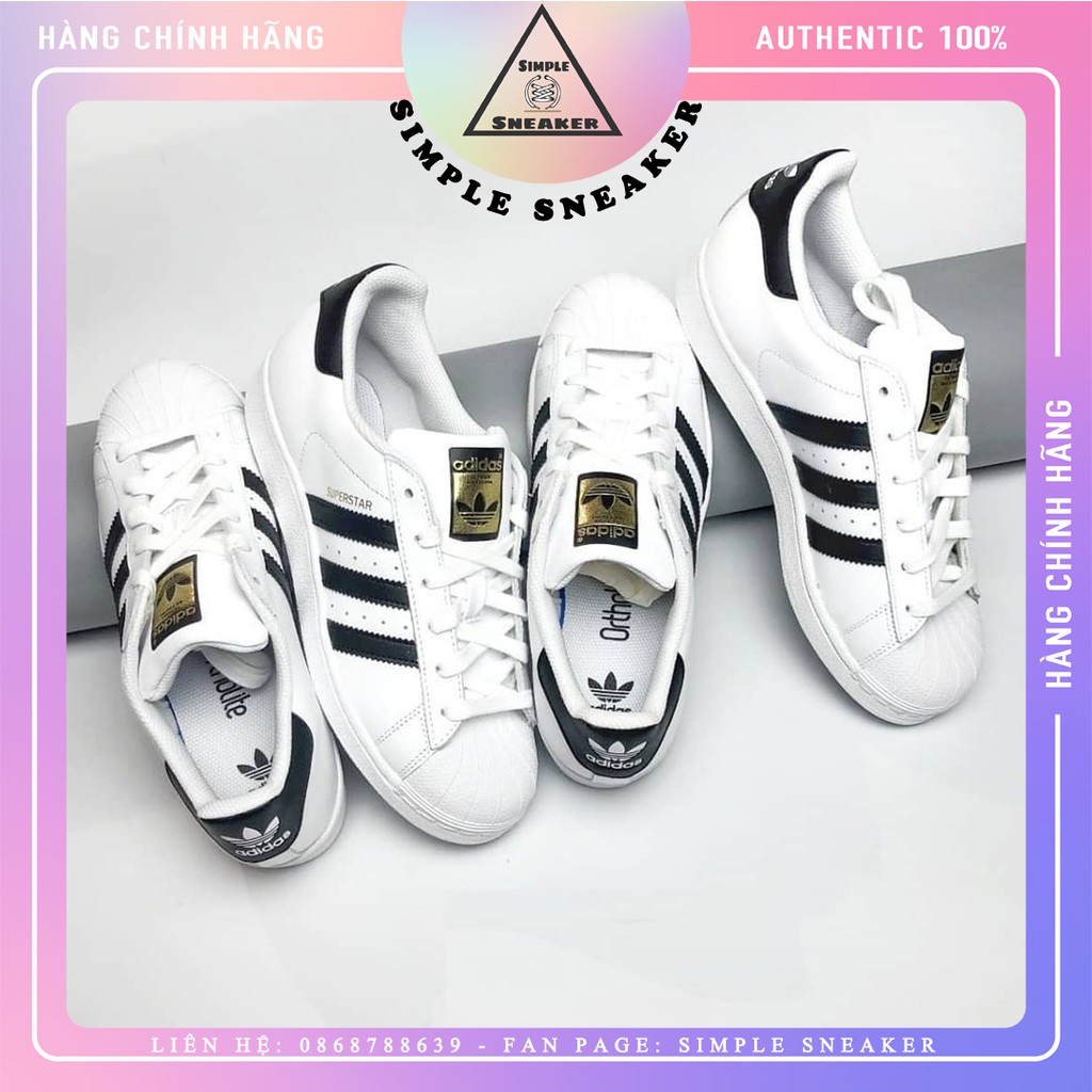 Giày Adidas Super Star🔴Hàng Chính Hãng🔴Giày Adidas Superstar Black White Tem Vàng Chuẩn Auth [EG4958] Simple Sneaker