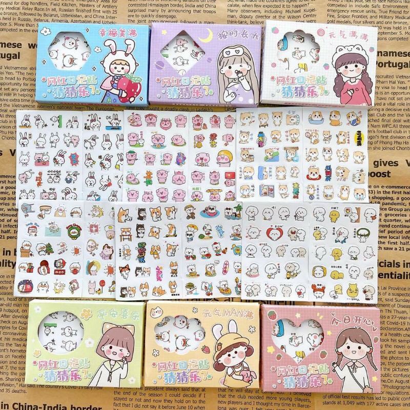Combo 10 hộp sticker dán (hộp 12 tờ)