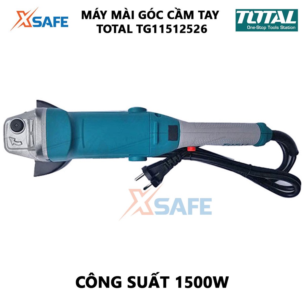 Máy mài góc TOTAL TG11512526 Máy mài cầm tay 1500W Điện áp 220V-240V, nhỏ gọn, đường kính đĩa cắt 125mm[XSAFE]