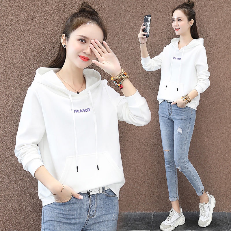 Áo hoodie tay dài dáng rộng thời trang thu đông phong cách Hàn Quốc dành cho nữ