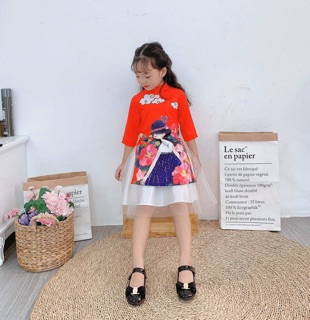 Áo dài lụa vân sóng gỗ